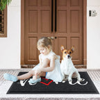 CozyBounty Black Door Mat Welcome Mats Home Non-Slip Doormat for Entryway Low-Profile Floor Mat for Yard, Garage, High Traffic Areas (32"x20", Black)