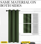 NICETOWN Dark Green Blackout Cafe Satin Curtains for Small Windows, 42" Wide by 63" Long, 2 Panels, Grommet Noise Reducing Faux Silk Blackout Drapes for Dining Room