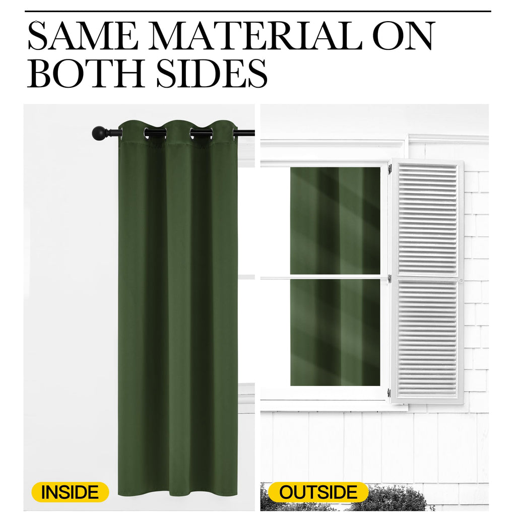 NICETOWN Dark Green Blackout Cafe Satin Curtains for Small Windows, 42" Wide by 63" Long, 2 Panels, Grommet Noise Reducing Faux Silk Blackout Drapes for Dining Room