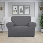 Easy-Going Stretch Oversized Chair Sofa Slipcover 1-Piece Couch Sofa Cover Furniture Protector Soft with Elastic Bottom for Kids Spandex Jacquard Fabric Small Checks Gray