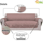 Easy-Going Sofa Slipcover Reversible Loveseat Sofa Cover Couch Cover for 2 Cushion Couch Furniture Protector with Elastic Straps for Pets Kids Dog Cat (Oversized Loveseat, Pink/Beige)