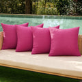 MIULEE Pack of 4 Decorative Outdoor Throw Pillow Covers Linen Waterproof Pillow Covers Farmhouse Cushion Cases for Patio Garden Tent Balcony Couch Sofa 16x16 inch Hot Pink