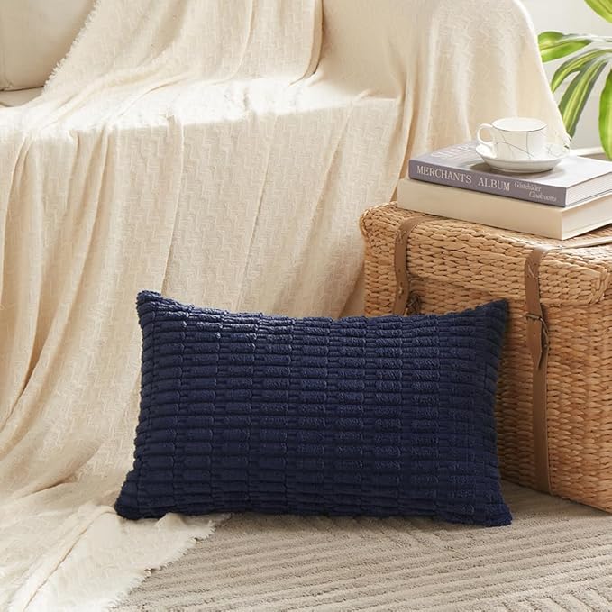Fancy Homi 4 Packs Decorative Throw Pillow Covers for Living Room Couch Bed, Modern Farmhouse Boho Home Décor Accent Cushion Case, 24" x 16", Navy Blue