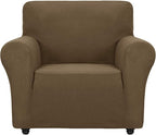 ZNSAYOTX Super Stretch Chair Slipcover Universal Sofa Chair Covers for Living Room Dogs Pet Furniture Protector Spandex Armchair Slipcovers with Anti Slip Foam Sticks (Brown, Chair)