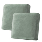 H.VERSAILTEX Velvet Stretch Couch Cushion Cover Plush Cushion Slipcover for Chair Loveseat Sofa Cushion Furniture Protector Seat Cushion Sofa Cover (2 Piece Large Sofa Cushion Covers, Sea Grass)