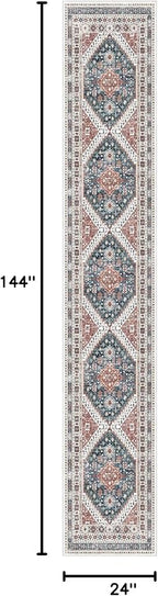 Madane Hallway Runner Rug 2x12, Extra Long Washable Runner Rugs with Rubber Backing, Non Slip Carpet Runner for Hallway, Vintage Rug Runners for Kitchen Laundry Room Entryway (Navy Blue, 2'x12')