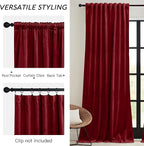 RYB HOME Red Velvet Curtains 84 inches- Room Darkening Curtains Heavy Duty Christmas Backdrops Window Drapes for Living Room Stage Party Decor, Width 52 x Length 96 inch, Red, 2 Panels