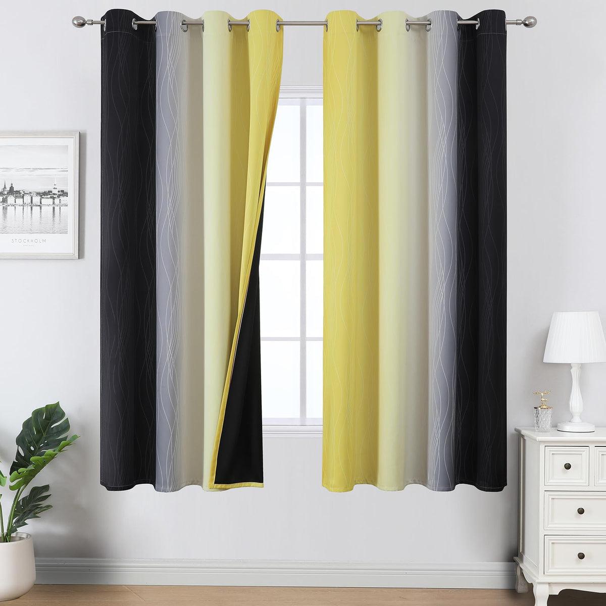 Estelar Textiler Red and Black Ombre Blackout Bedroom Curtains 72 Inch Long