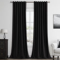 Guken Black 100% Blackout Linen Curtains 102 Inch Length 2 Panels Set for Living Room Bedroom Back Tab Thermal Insulated Black Out Drapes Room Darkening Window Curtains,52x108