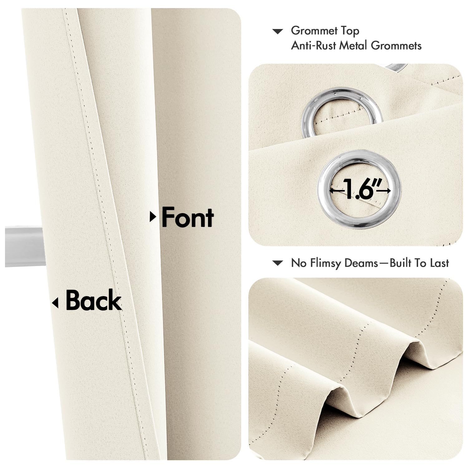MIULEE Blackout Curtains for Bedroom 2 Panels 40 x 72 Inch Long Birch