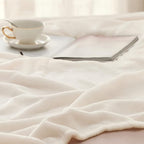 Bedsure Fleece Throw Blanket for Couch Cream - Lightweight Plush Fuzzy Cozy Soft Blankets and Throws for Sofa, 50x60 inches