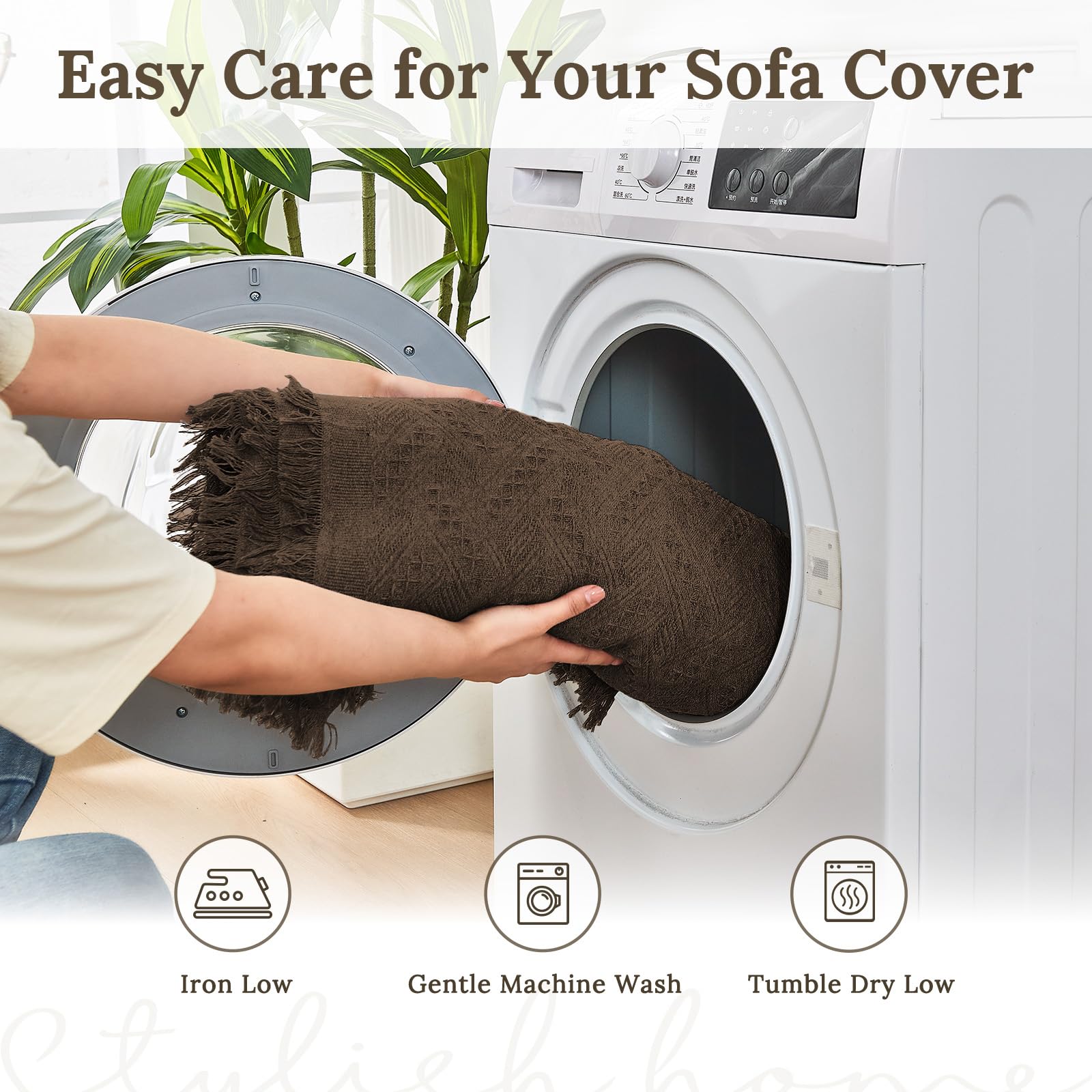 HOMERILLA 2 Piece Sectional Couch Cover for L Shape Sofa Chocolate XXXL