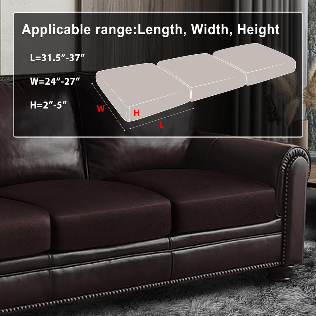 ANARACHON Leather Look Couch Cushion Covers Sofa Seat Slipcovers Sets Couches Furniture Protector for Sectional Armchair Loveseat Pets Kids Stretch Spandex Fabric (3 Cushion XL Sofa, Chocolate)