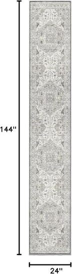 Madane Runner Rugs for Hallway 2x12 Extra Long Washable Non-Slip Hallway Runner Rug Low-Pile Stair Kitchen Throw Carpet Runner for Entrance Living Dining Laundry Room Rug (Ivory/Brown, 2'x12')