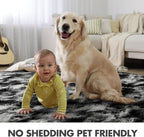 4x6 Ft Shag Area Rug for Bedroom Living Room, Tie-Dyed Ultra Soft Fluffy Furry Rugs for Indoor Floor, Aesthetic Carpet for Kids Home Decor (Black Grey)