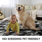 4x6 Ft Shag Area Rug for Bedroom Living Room, Tie-Dyed Ultra Soft Fluffy Furry Rugs for Indoor Floor, Aesthetic Carpet for Kids Home Decor (Black Grey)