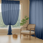 Navy Blue Sheer Curtains 63 Inch Length 2 Panels, Voile Sheer Curtain for Living Room, Breathable Light Filtering Modern Window Treatments, Soft Fabric Dual Rod Pocket Drapes, 2x42Wx63L Inches