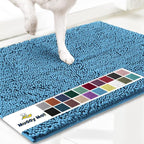 Muddy Mat® | Super Absorbent Door Mat Indoor, Microfiber Quick Dry Chenille Entryway Rug, Non-Slip Front Door Mat, Indoor Mats for Entryway, Machine Washable Pet Rug, Sky Blue 19"x30"