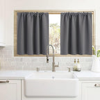 RYB HOME Cafe Blackout Curtains 24 inch Length, RV Curtains for Camper Windows, Mini Short Small Insulating Light UV Heat Blocking Privacy Half Window Tiers, Width 42 by Length 24, Grey, 2 Panels