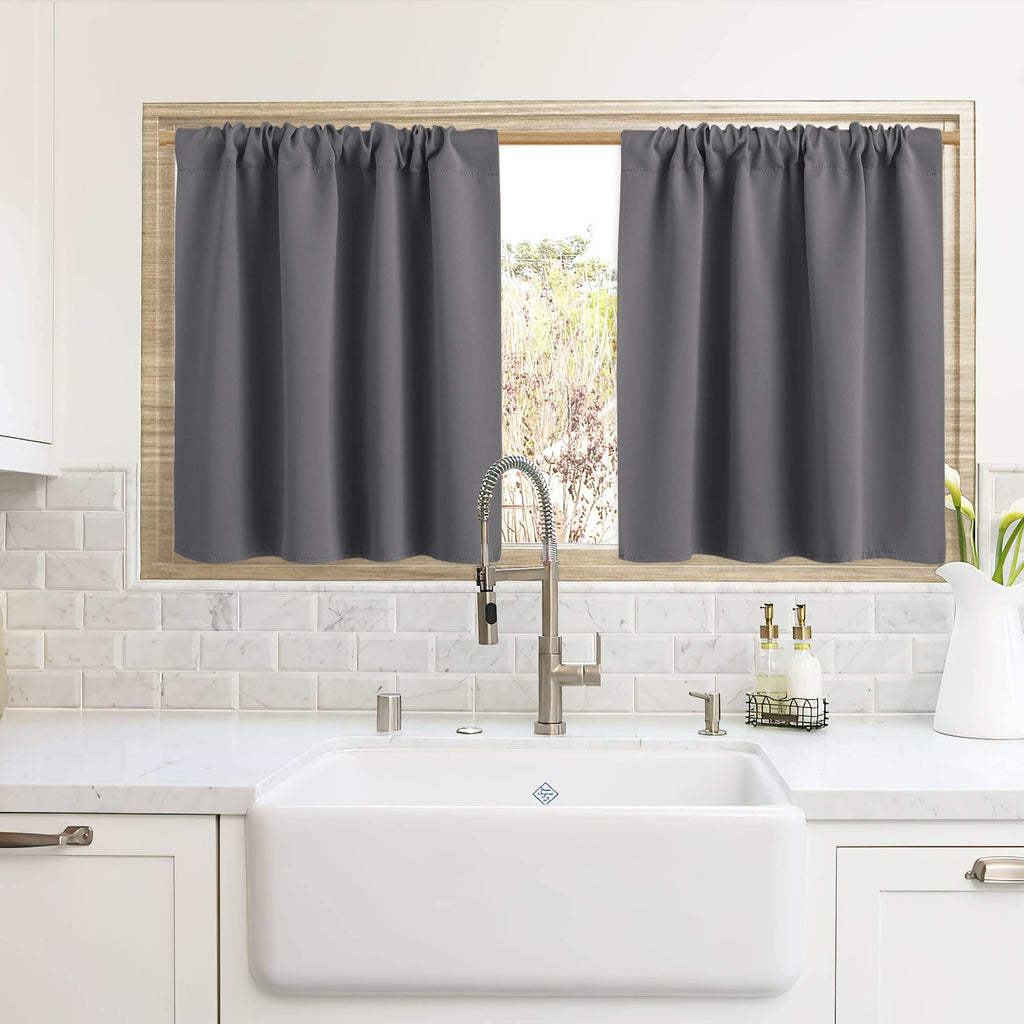 RYB HOME Cafe Blackout Curtains 24 inch Length for RV Camper Kitchen Window