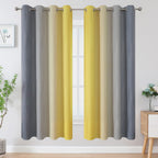 Grey and Yellow Ombre Blackout Curtains for Living Room 52Wx72L Inch Length