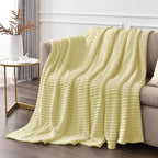 BEDELITE Fleece Blanket Twin Size – 3D Ribbed Jacquard Soft and Warm Decorative Fuzzy Blankets – Cozy, Fluffy, Plush Lightweight Throw Blankets for Couch, Bed, Sofa(Transparent Yellow, 60x80 inches)