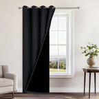 Yakamok Black Blackout Curtains 96 Inches Long for Bedroom 52" Wide 1 Panel