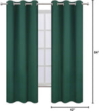 LEMOMO Dark Green Blackout Curtains/42 x 84 Inch/Set of Two Panels Grommet Bedroom Curtains
