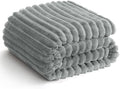 HIMEET Grey King Size Blanket for Bed, 300GSM Ribbed Fleece, 108 x 90 in