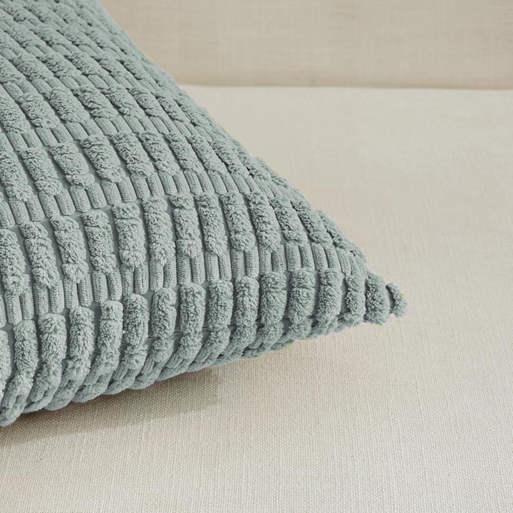 Fancy Homi 4 Packs Decorative Throw Pillow Covers for Living Room Couch Bed, Modern Farmhouse Boho Home Décor Accent Cushion Case, 14" x 14", Grey Blue