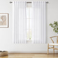 Snow White Linen Curtains 63 Inch Length for Living Room Light Filtering Semi Sheer Curtain Back Tab Luxury Neutral Coastal Modern Farmhouse Decor Drapes for Bedroom Dinner Room 52x63, 2 Panels