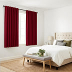 PONY DANCE Blackout Curtains for Bedroom - Decoration Xmas Festival Window Treatments Light Block Thermal Curtain Drapes Set Energy Saving, Wide 52 by Long 54 inch, Red, 2 Panels