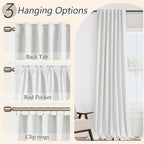 Guken White 100% Blackout Curtains 105 Inch Length 2 Panels Set for Living Room Bedroom Back Tab Thermal Insulated Black Out Drapes Room Darkening Window Curtains 52x105