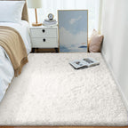 OLANLY Area Rugs for Living Room Bedroom, Machine Washable 4x5.9 ft Soft Fluffy Shaggy Bedside Rug, Indoor Floor Carpet for Kids Girls and Boys, Dorms, Nursery Rooms, Home Decor Aesthetic, Ivory
