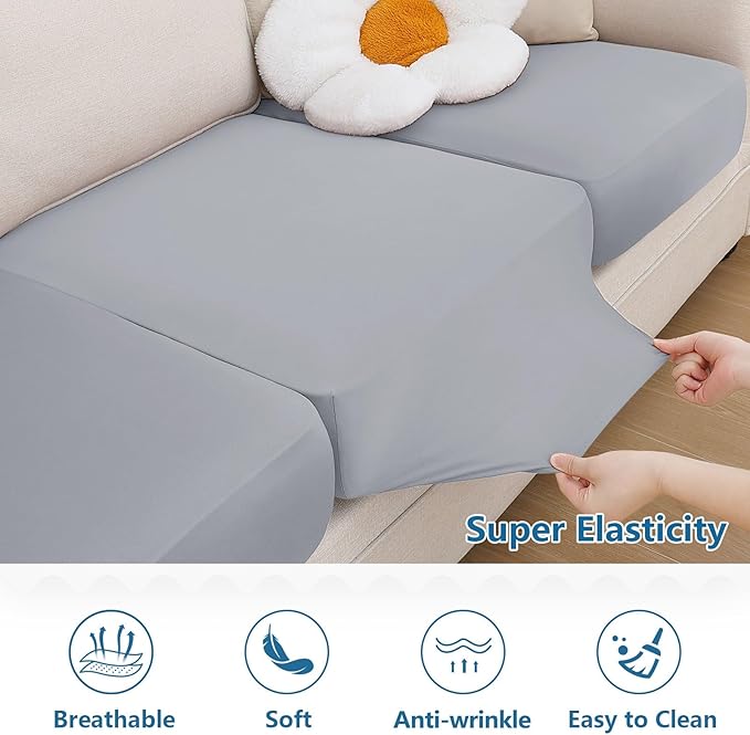 hyha Milk Silk Couch Cushion Covers, Sofa Covers Washable for Cushion Couch