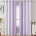 Estelar Textiler Lilac and Greyish White Ombre Blackout Curtains 102 Inches Long 2 Panels Set, Thermal Insulated Drapes for Bedroom,Full Light Blocking Grommet Curtains for Living Room,52Wx102L