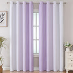 Lilac and Greyish White Ombre Blackout Curtains Living Room 102 Inch Long