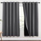 NICETOWN Grey Full Shade Curtain Panels, Pair of Energy Smart & Noise Blocking Out Blackout Drapes for Dining Room Window, Thermal Insulated Guest Room Lined Window Dressing(Gray, 70 x 72 inch)