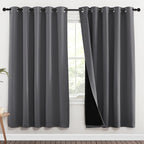 NICETOWN Grey Full Shade Curtain Panels, Pair of Energy Smart & Noise Blocking Out Blackout Drapes for Dining Room Window, Thermal Insulated Guest Room Lined Window Dressing(Gray, 70 x 72 inch)