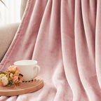 Exclusivo Mezcla Soft Large Fleece Throw Blanket for Couch, Dusty Pink