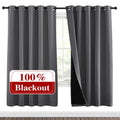 NICETOWN Grey Full Shade Curtain Panels, Pair of Energy Smart & Noise Blocking Out Blackout Drapes for Dining Room Window, Thermal Insulated Guest Room Lined Window Dressing(Gray, 70 x 72 inch)