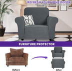 ZNSAYOTX Super Stretch Chair Slipcover (30"-47"), New Striped Sofa Chair Covers for Living Room, Dogs Pet Friendly Anti-Slip Chair Protector Spandex Armchair Slipcovers (Dark Grey, Chair)