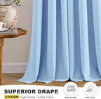 MIULEE Sky Blue Blackout Curtains for Bedroom Living Room 54 Inches Long 2 Panels, Thermal Insulated Room Darkening Drapes Solid Grommet Noise Reduction Light Blocking Window Treatments 40x54 Inch