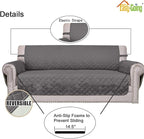 Easy-Going 4 Seater Sofa Slipcover Reversible Sofa Cover Water Resistant Couch Cover with Foam Sticks Elastic Straps Furniture Protector for Pets Children Dog Cat (XX-Large, Gray/Ivory)