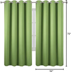 LEMOMO Light Green Thermal Blackout Curtains/52 x 72 Inch/Set of 2 Panels Room Darkening Curtains for Bedroom