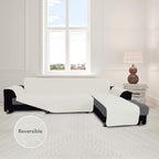 Easy-Going Sofa Slipcover L Shape Sofa Cover Sectional Couch Cover Chaise Cover Reversible Furniture Protector for Pets Kids Dog Cat (Large, Ivory/Ivory)
