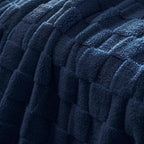 Exclusivo Mezcla Fleece Throw Blanket for Couch,Super Soft and Warm Lightweight Checkered Pattern Blankets for All Seasons, 50x60 Inches, Navy Blue