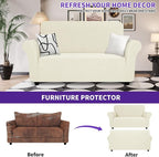 ZNSAYOTX Super Stretch Loveseat Covers (57"-70"), New Striped Love Seat Slipcover, Dogs Pet Friendly Anti-Slip Couch Protector Spandex Durable 2 Seater Fabric Sofa Cover (Beige, Loveseat)
