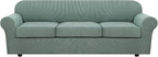 H.VERSAILTEX 4 Piece Stretch Sofa Covers for 3 Cushion Couch Covers for Living Room Furniture Slipcovers (Base Cover Plus 3 Seat Cushion Covers) Upgraded Thicker Jacquard Fabric (XL Sofa, Sage)