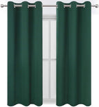 LEMOMO Dark Green Blackout Curtains/42 x 63 Inch/Set of Two Panels Grommet Bedroom Curtains